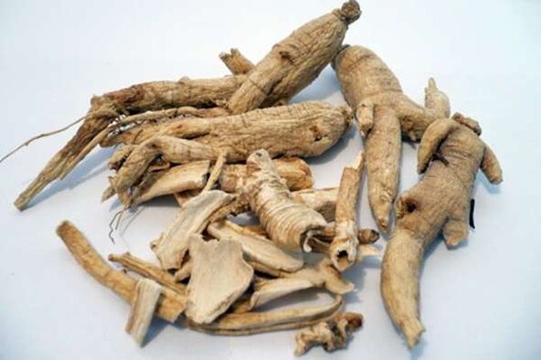 Raíz de ginseng para aumentar la potencia.